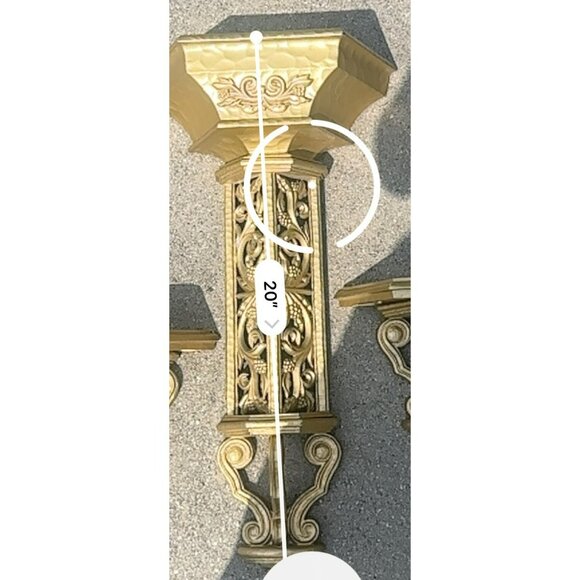 VTG 70s MCM Ornate Wall Sconce 20" Gold Tone | Hollywood Regency Decorative Art - Picture 7 of 8